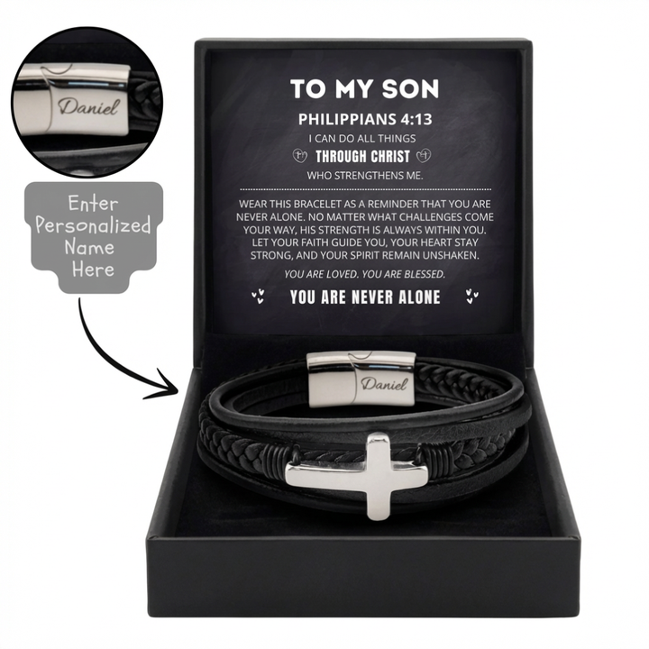 To My Son Personalized Faith Bracelet