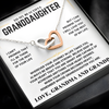 For Granddaughter – Interlocking Hearts Necklace (Love, Grandma and Grandpa)