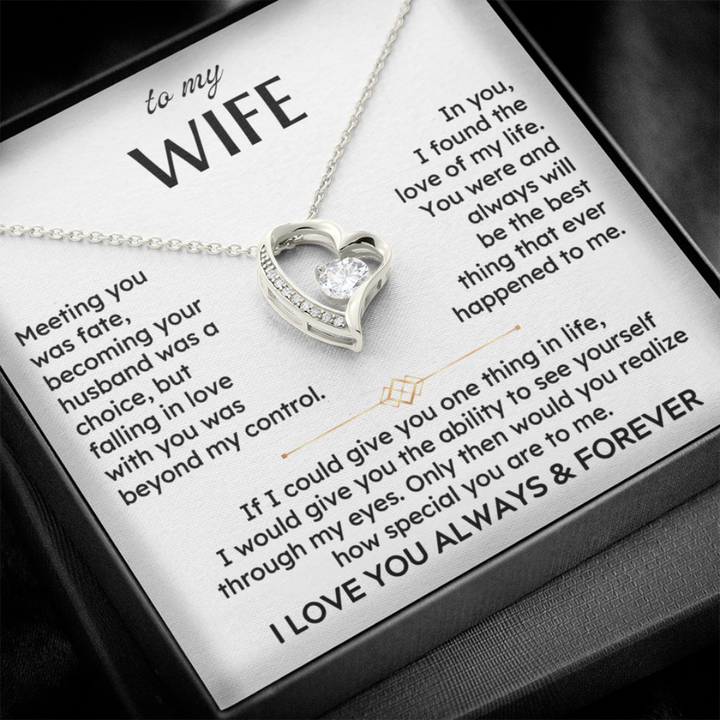 Heart Necklace – “To My Wife I Love You Forever”