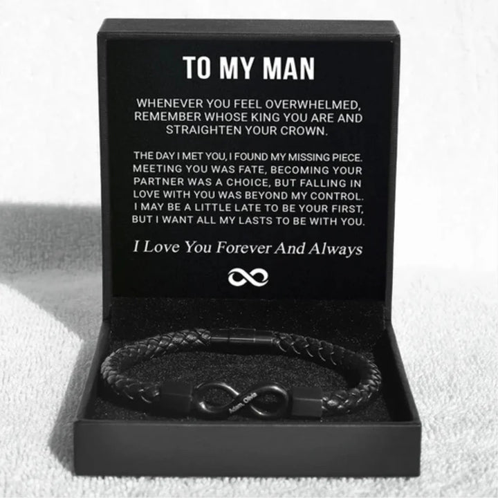 To My Man Infinity Leather Bracelet