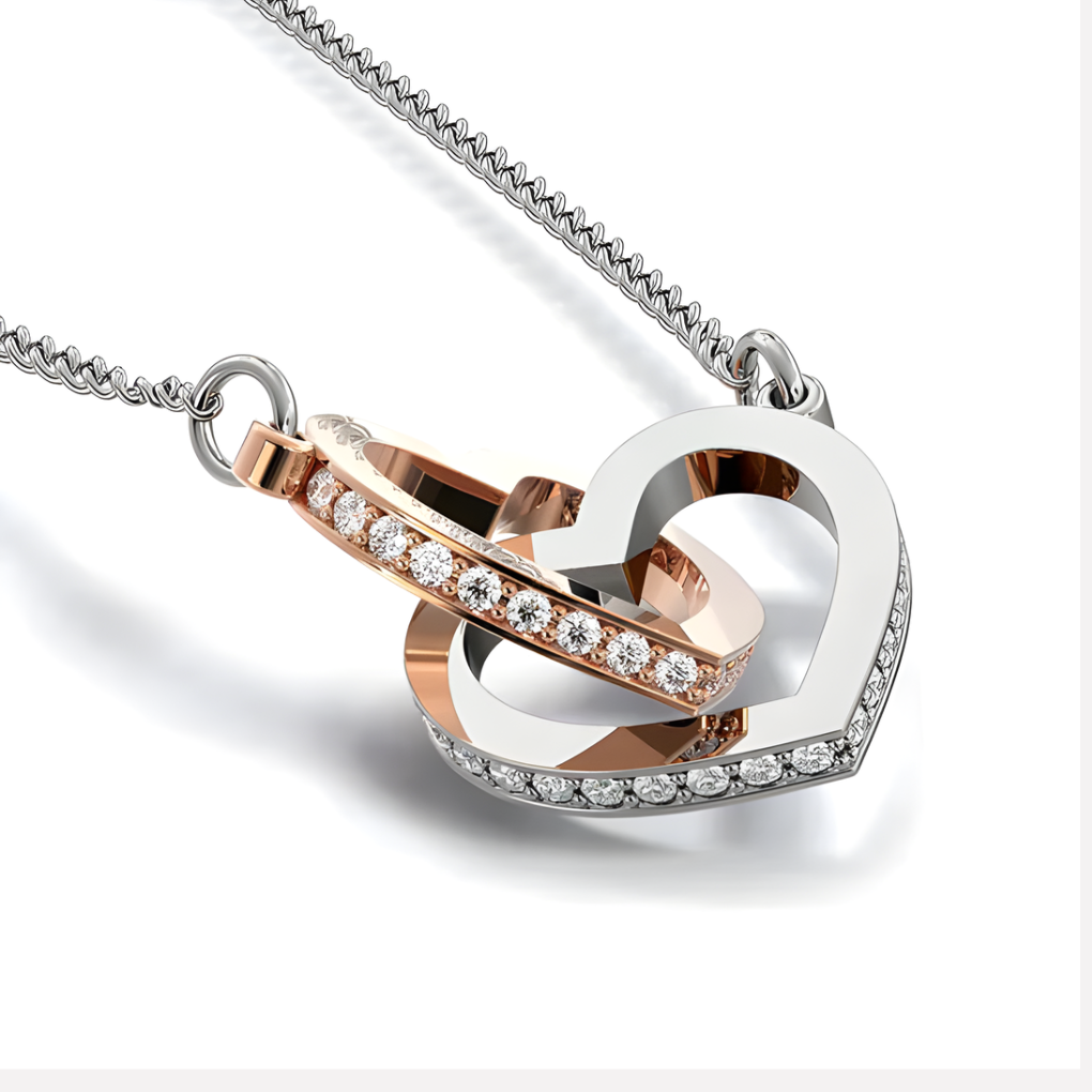 For Granddaughter – Interlocking Hearts Necklace (Love, Grandma and Grandpa)