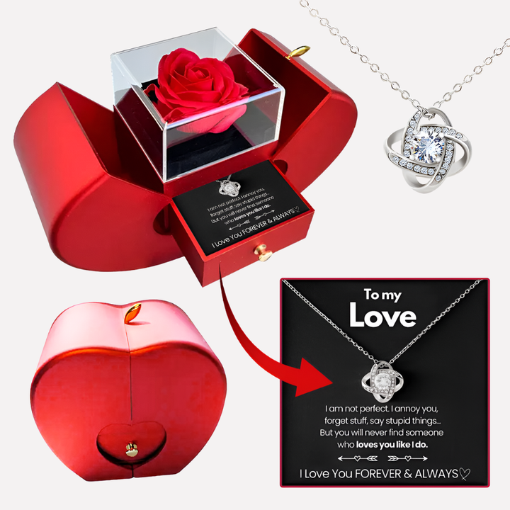 Eternal Rose Gift Box with Love Knot Necklace