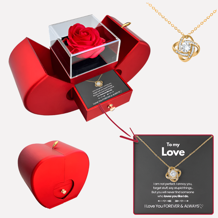 Eternal Rose Gift Box with Love Knot Necklace