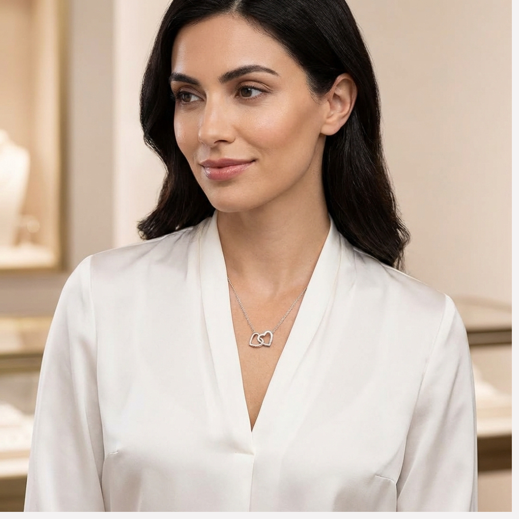 For Granddaughter – Interlocking Hearts Necklace (Love, Grandpa)