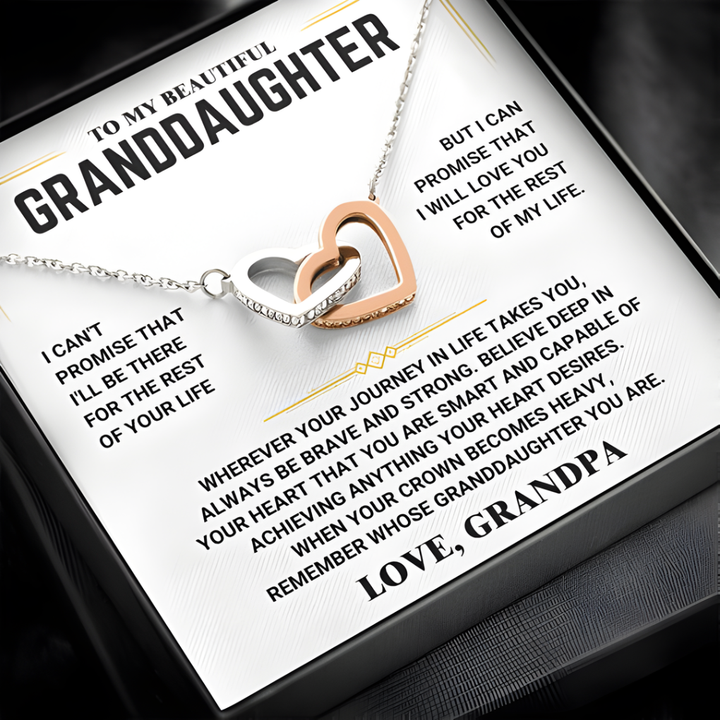For Granddaughter – Interlocking Hearts Necklace (Love, Grandpa)