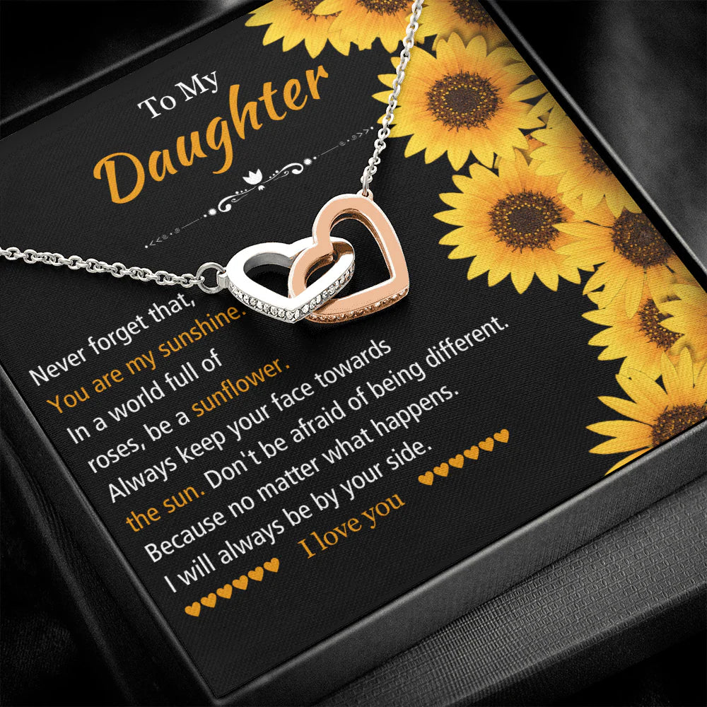 For Daughter “You Are My Sunshine” Heart Necklace