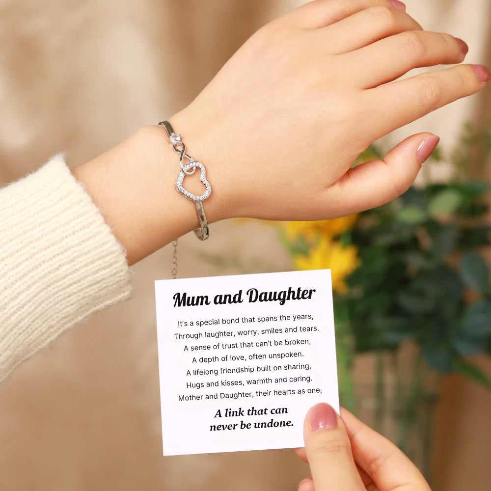 Mum and Daughter Infinity Heart Bracelet with Gift Box