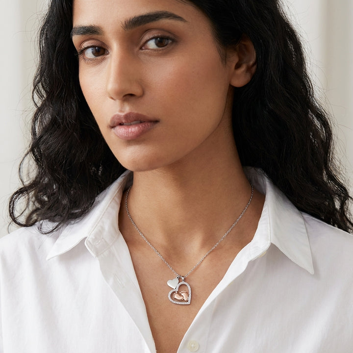 For Mummy Baby Feet Heart Pendant Necklace