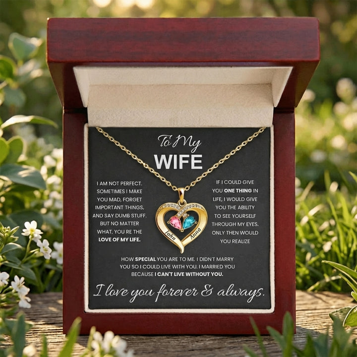 Birthstone Heart Necklace for Wife