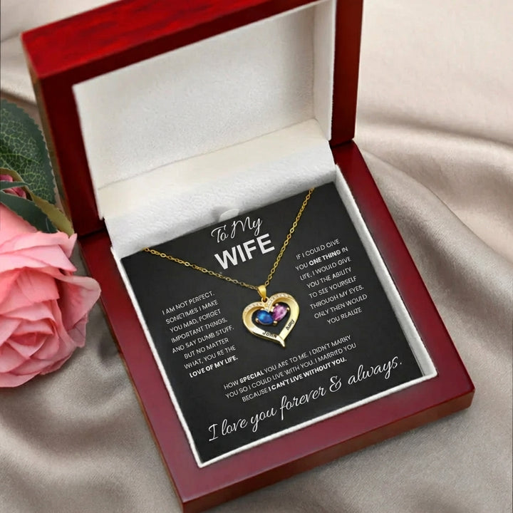 Birthstone Heart Necklace for Wife